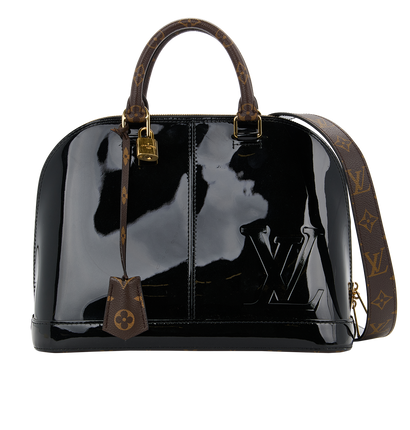 Alma PM Vernis, &pound;1,200, Handbags, Black/Brown, Canvas/Patent Leather, Front view
